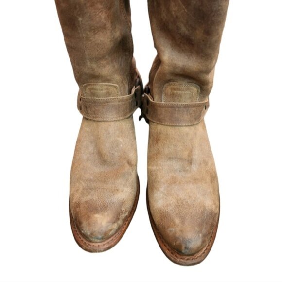 Frye Brown Leather Wyatt Harness Mid Calf boots size 9 B - Picture 6 of 11